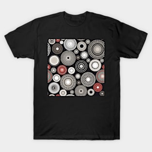 circles in black, white and coral T-Shirt